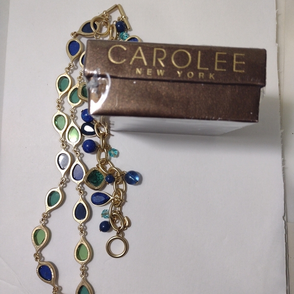 Carolee New York Blue Lápiz Jade SEMI-PRECIOUS Stones NECKLACE and BRACELET Set - Picture 7 of 9